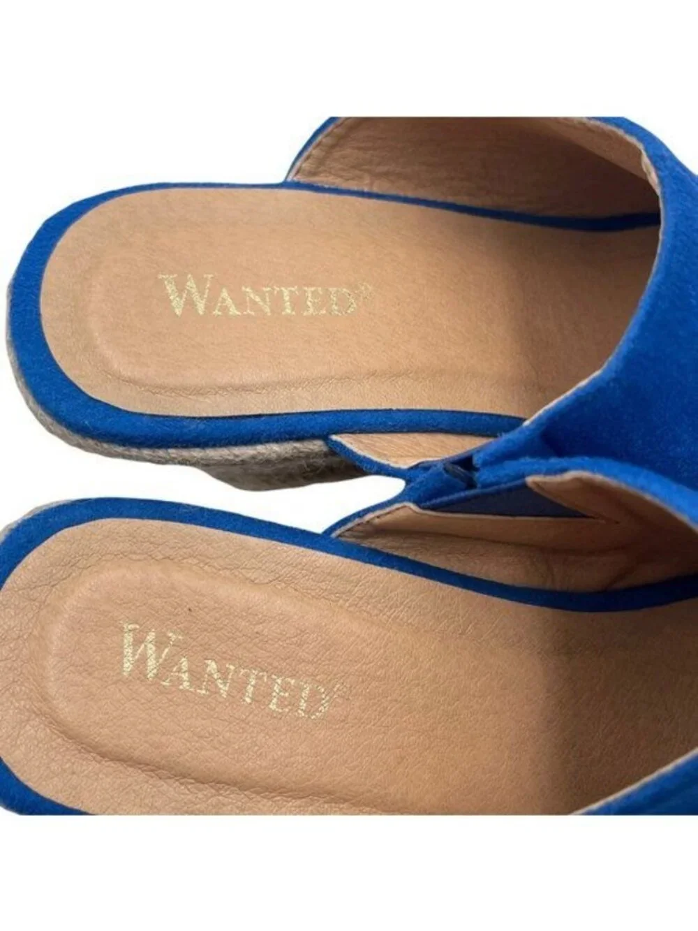 Stylish Wanted Microfiber Open Toe Slip on Wedge Sandal Espadrille Style Size 6